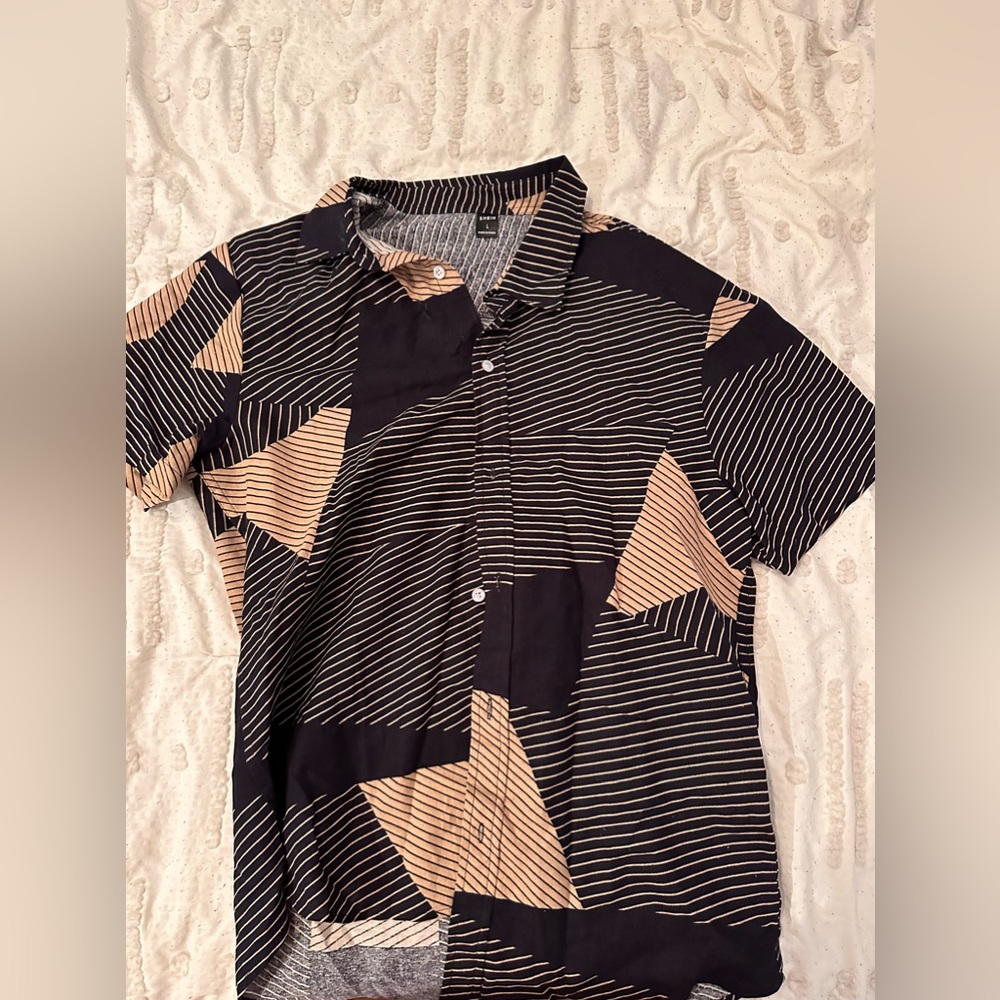 Black and Cream Button Up